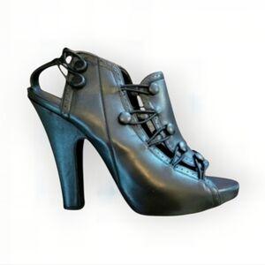 Bottega Veneta Black Leather Platform Heeled Sandals